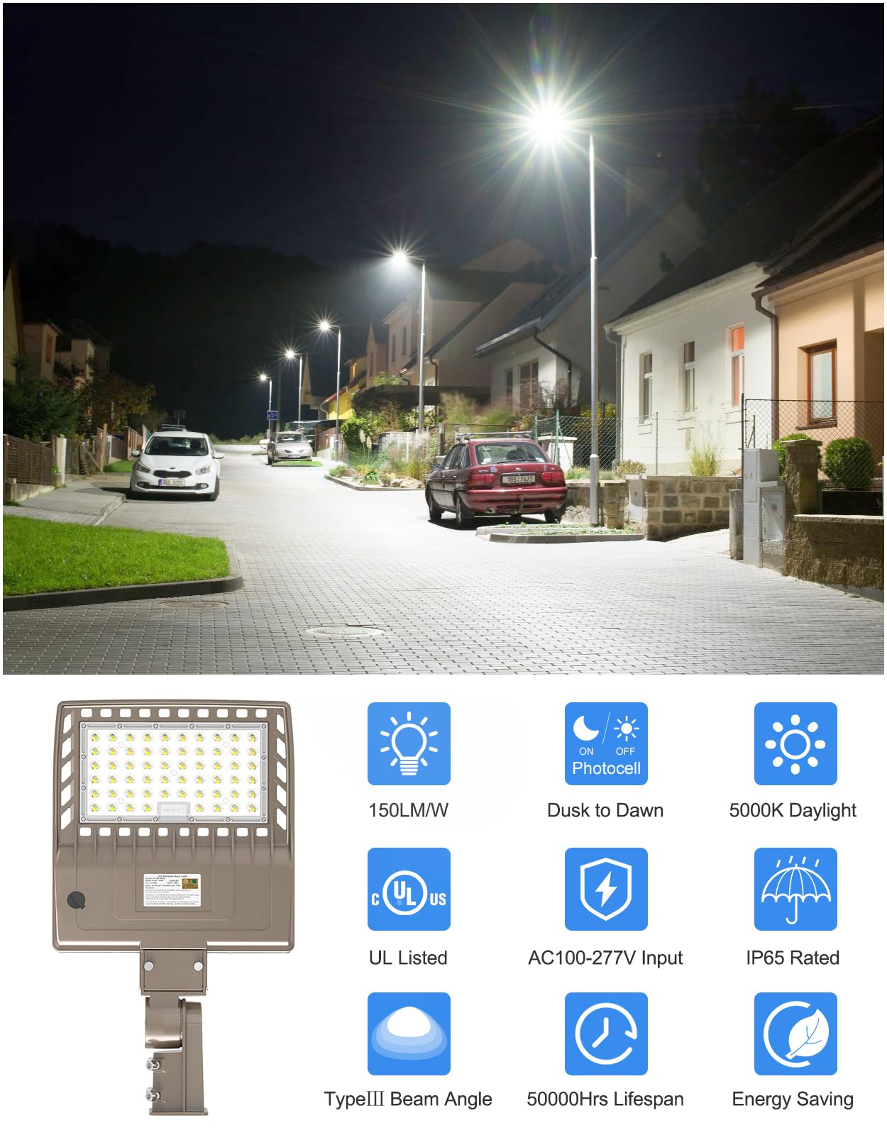 Kukuppo 200W Led Parking Lot Lights With Photocell  Dlc Ul Listed Industril Grade Led Shoebox Street Pole Light Flood Light 30000Lm 5000K Ip65 Waterproof Commercial Lighting Slip Fitter 110V 120V