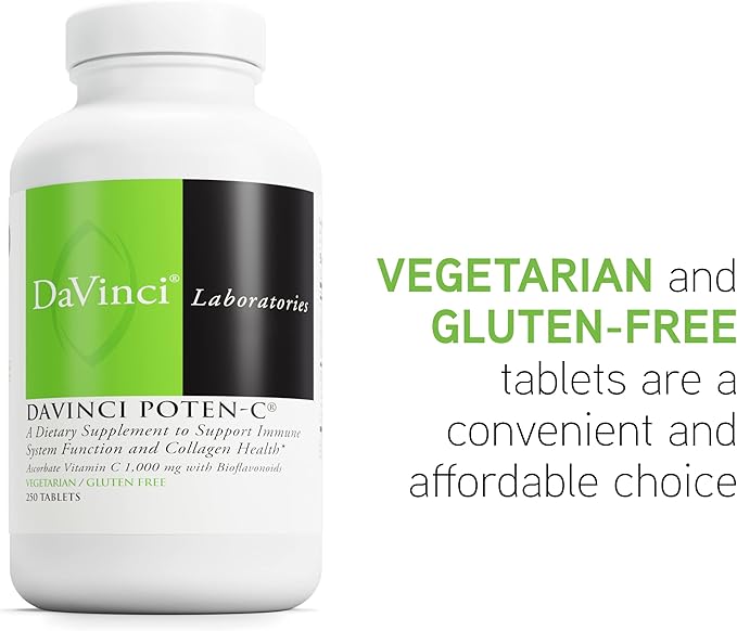 DAVINCI Labs Poten-C - Support Immune System Function & Collagen Health* - Vitamin C, Calcium, Magnesium, Zinc, Potassium, Manganese & Bioflavonoids - Vegetarian - Gluten-Free - 250 Tablets