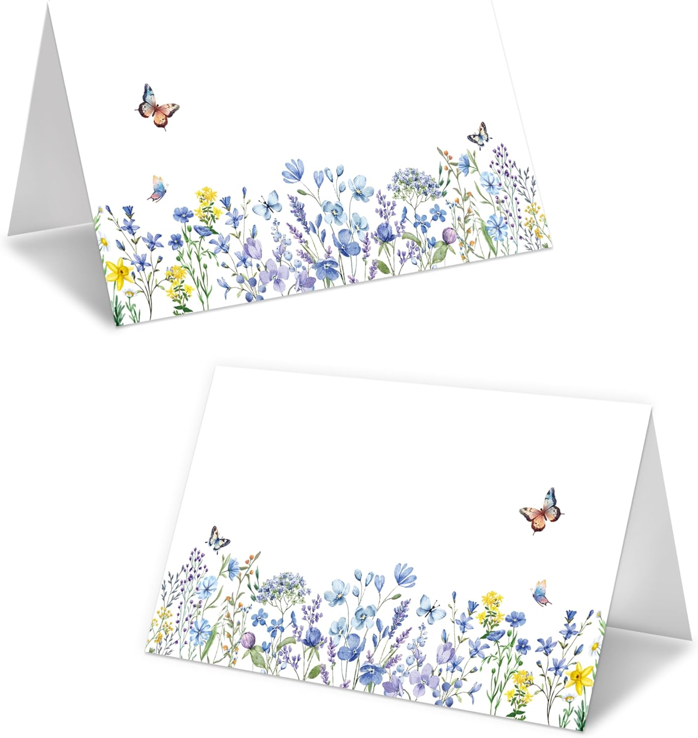 Wildflowers Place Cards For Girls, Floral Butterfly Name Card For Table Setting, Spring Holiday Party Favors Supplies, Wildflowers Tent Cards Decor For Bridal Shower Wedding Baby Shower, 25 Pack -11