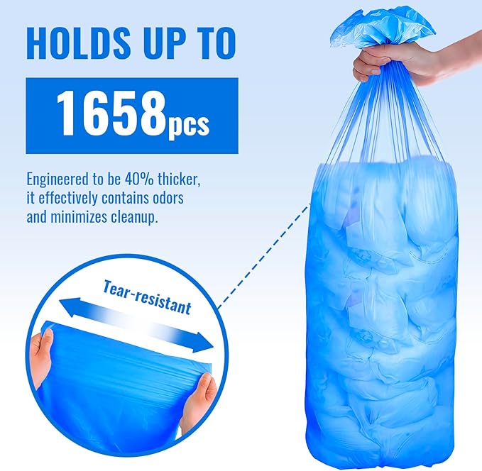 Diaper Pail Refill Bags, 3 Rolls Extra Thick, Leak-Proof&Odor Blocking, For Diaper Pails, Strollers&Travel, Eco-Friendly Baby Essentials, Hold up to 1658 Diapers, Ideal Gift for New Parents