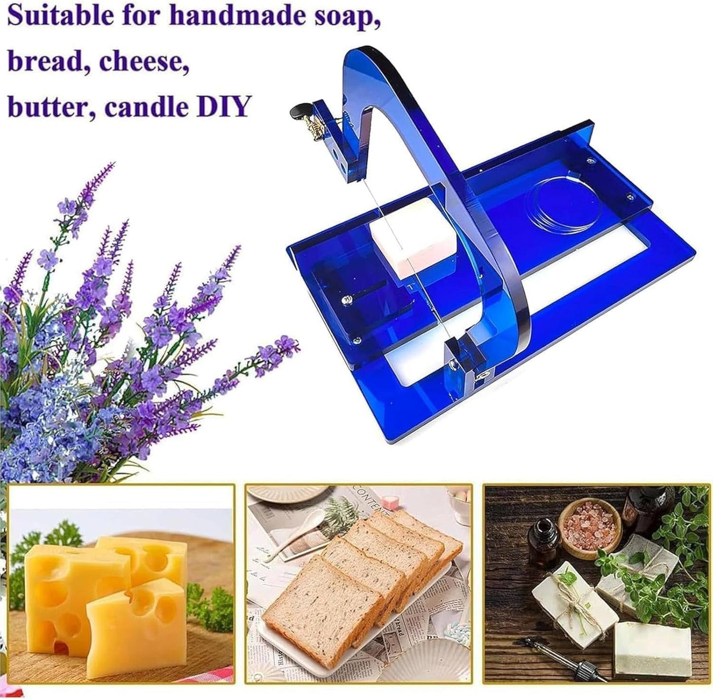 LKXNEW Precision Soap Cutter- Adjustable Acrylic Loaf Cutter for DIY Soap Making Handmade Soap Cutting Tool for Perfectly Sliced Bars