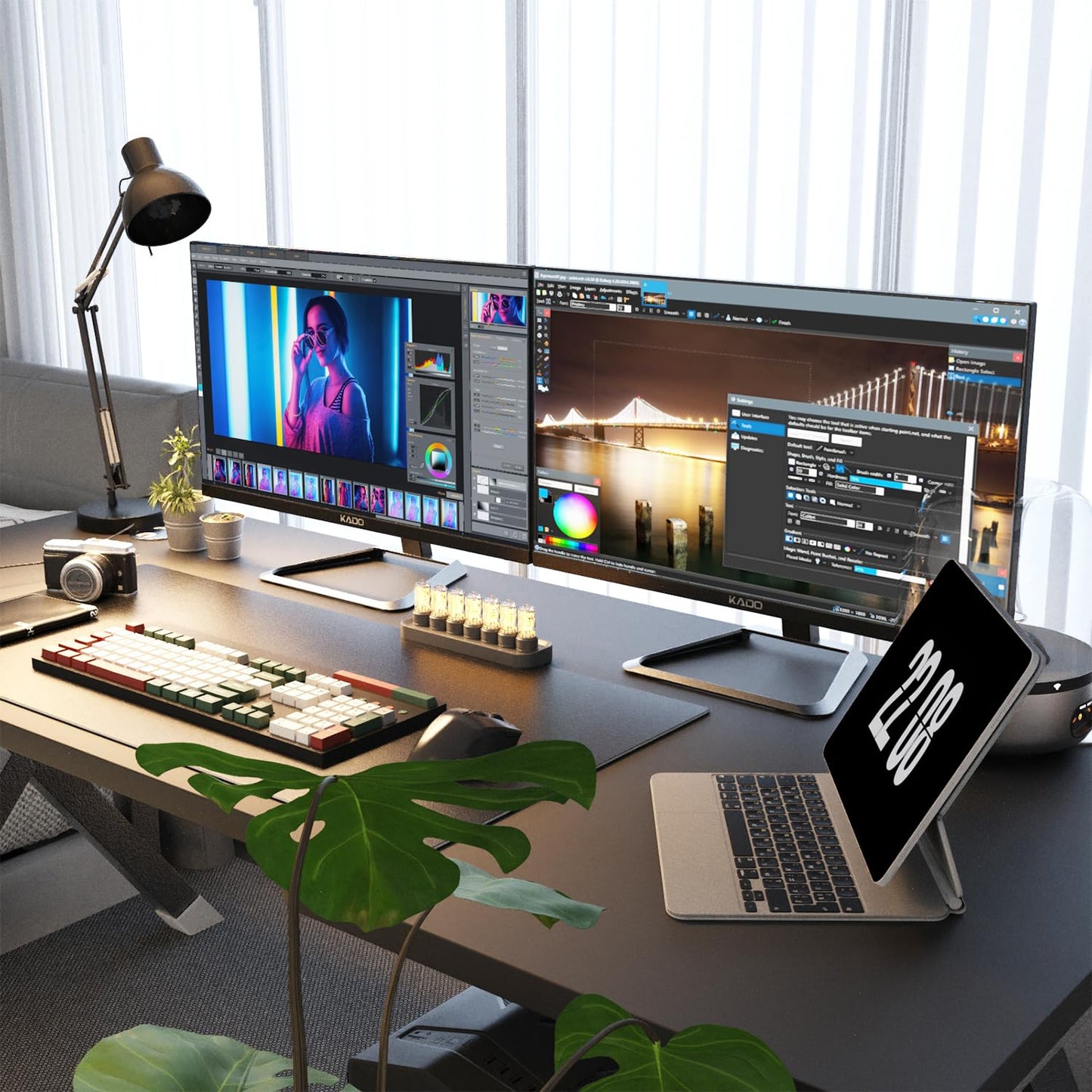 Kado Dual Monitor Setup - 2-Pack 27" 4K UHD Computer Monitor 3840x2160 70Hz VESA Mount HDMI DisplayPort Office Gaming Hybrid Built-in Speakers (U27X Dual Series)