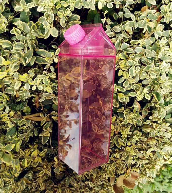 Jinberry 500ml/17Oz Cute Leakproof Milk Carton Water Bottle Portable Drinkware for Outdoor Climbing Tour or Camping