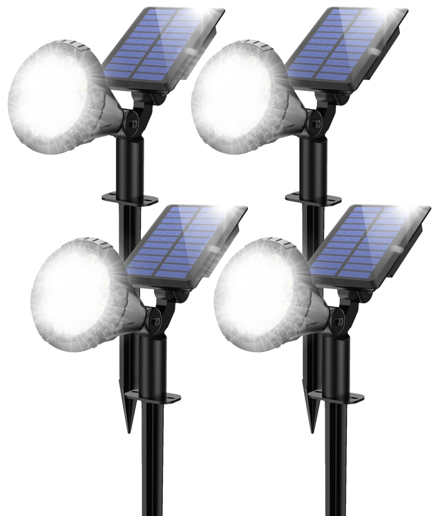 NBKLS Solar Spot Lights - 21 LED Outdoor Lights, 4 Pack, Waterproof, Auto On/Off, White, Model WHITETY002YDD