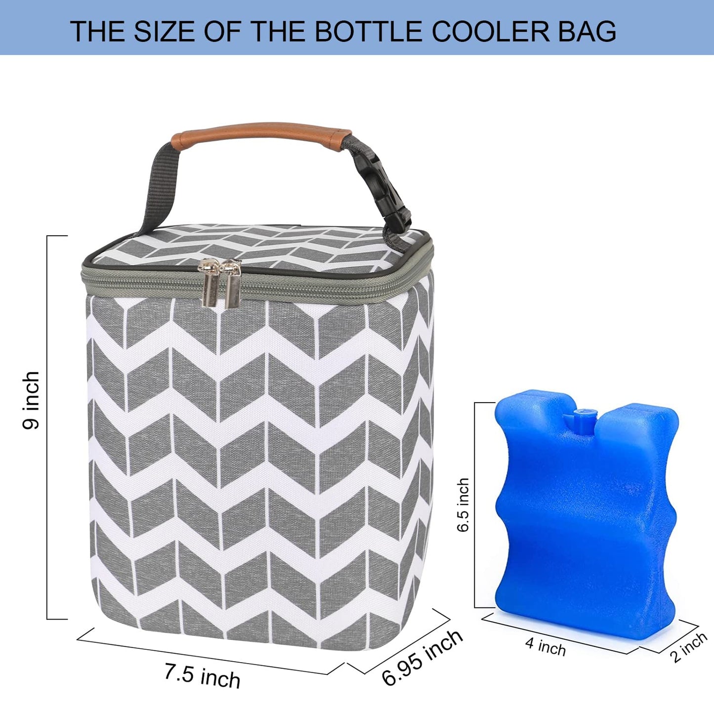 BABEYER BreastMilk Cooler Bag with Ice Pack Fits 4 Baby Bottles Up to 9 Ounce, Large Baby Bottle Bag Fits for Nursing Mom Daycare