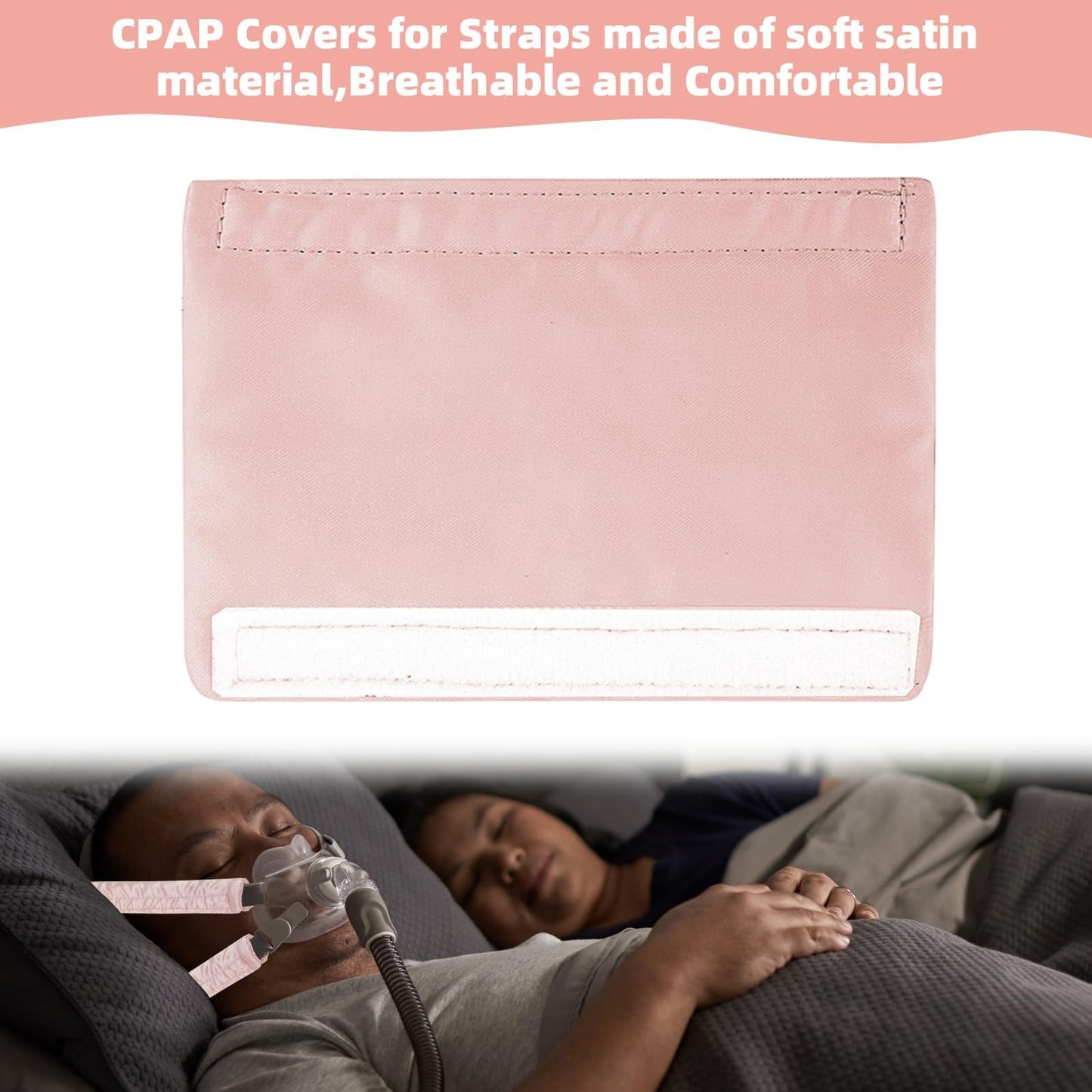 8 PCS Satin CPAP Strap Covers, Comfortable CPAP Mask Strap Covers, Silky CPAP Hair Protector to Fit Airfit f20 Headgear, Anti Wrinkle CPAP Mask Cushions for Reducing Red Marks (Pink)