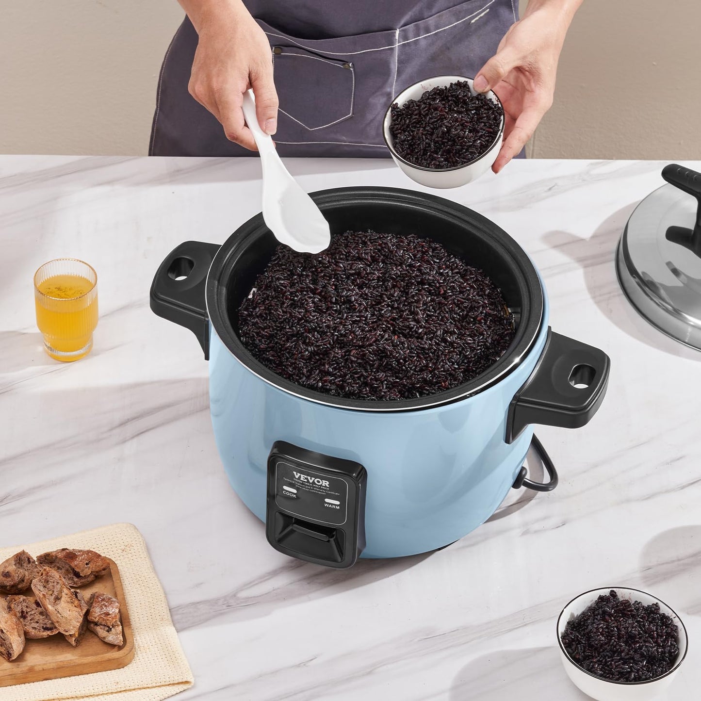 VEVOR Commercial Rice Cooker, 50-Cup Rice Cooker, 10.57 Qt / 10 Liter Large Rice Cooker and Warmer with Nonstick Inner Pot, Fast Cooking and 24-Hour Keep Warm, with Rice Cup and Paddle, for Restaurant