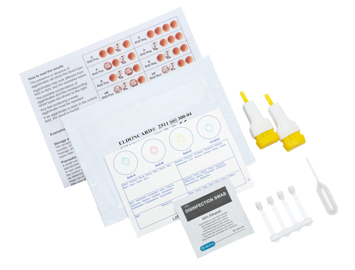 Eldoncard Blood Typing Kit, 3 Test Pack, Know Your Blood Type, Accurate Instant Home Testing, Determine A, O, B, Rhs-D Negative & Positive Groups