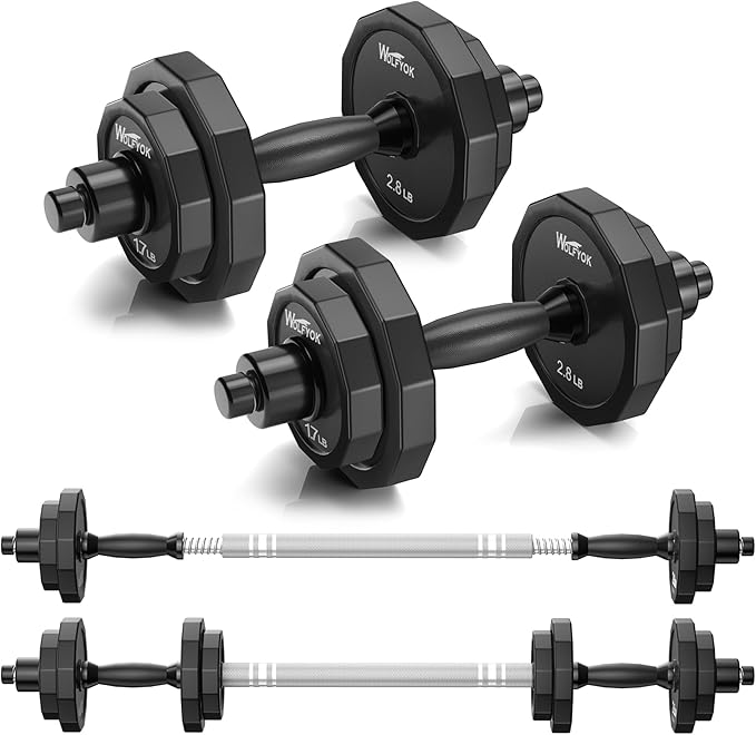 KISS GOLD Weights Dumbbells Set, Adjustable Dumbbell Sets 22Lbs 44Lbs 66Lbs 88Lbs with Solid Steel, Barbell Free Weight Se...