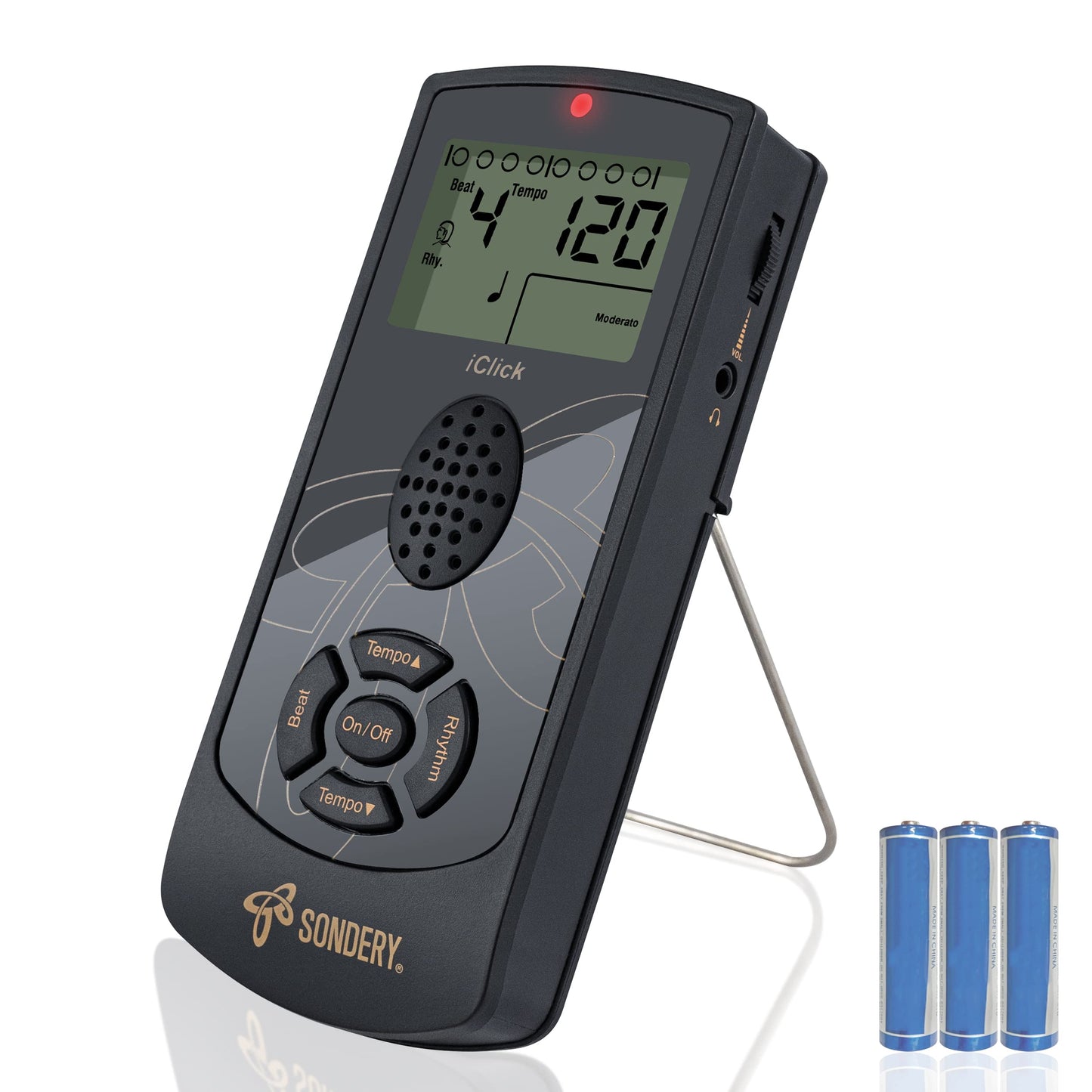 Sondery Digital Metronome For Guitar Piano Drum And All Instruments, Woman Vocal Counting Option, Direct Controls Via Buttons, E