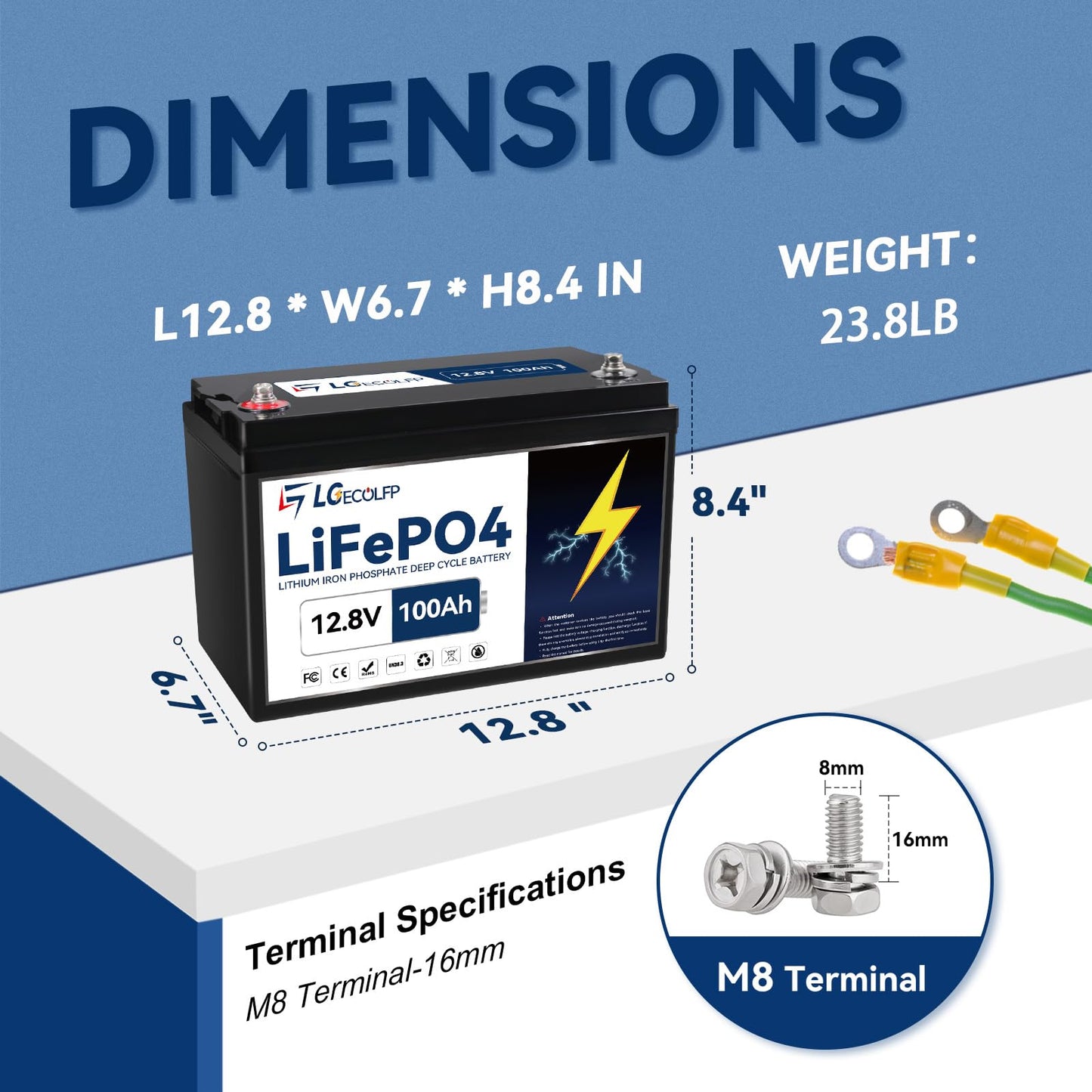 Lgecolfp 12V Lifepo4 Battery 100Ah 2Pack, Lithium Batteries With 100A Bms, 7000+Deep Cycles 12V Lithium Battery, 1280Wh Output P