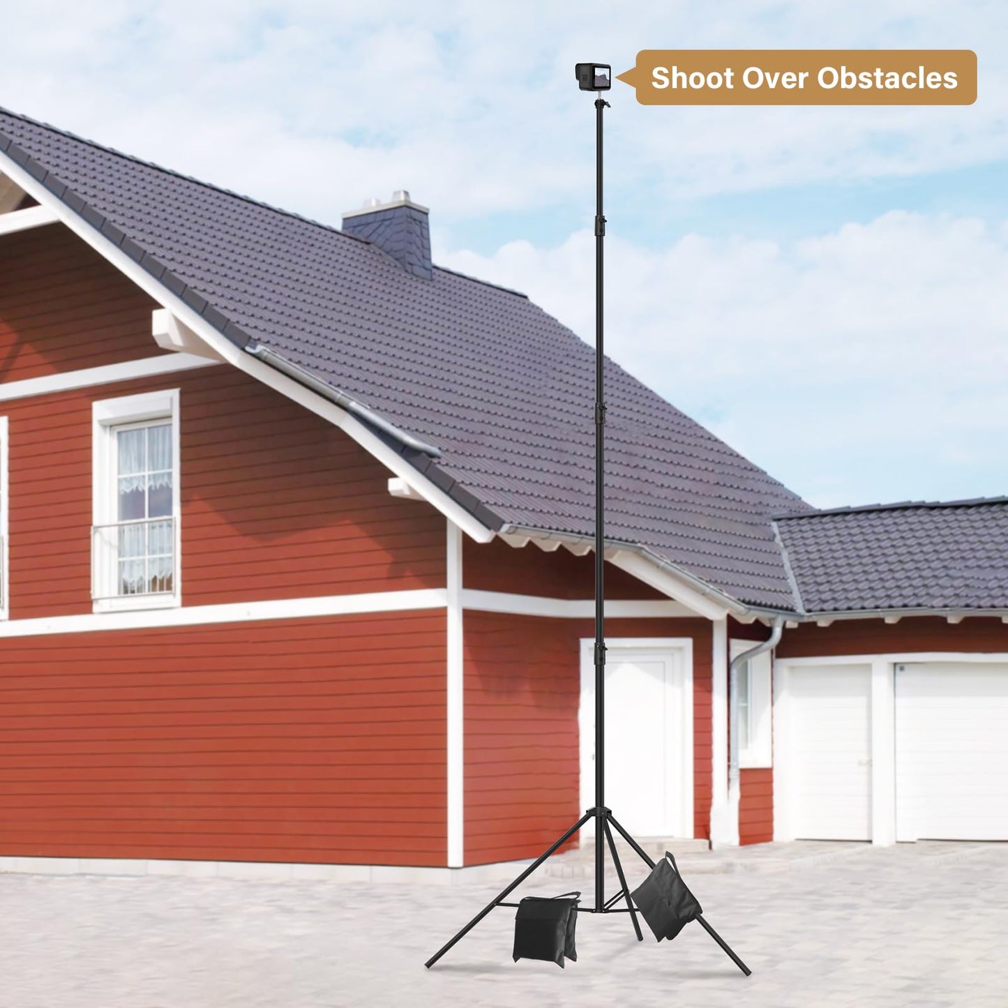 16.4' Heavy Duty Extreme Tall Video Camera Sports Tripod Stand, Sdfghj 16.4ft/500cm Sky High Tripod Light Stand with 1/4"& 3/8" Screw Adapter, Non-Slip Feet Wind Resistant, for Soccer/Basketball Games