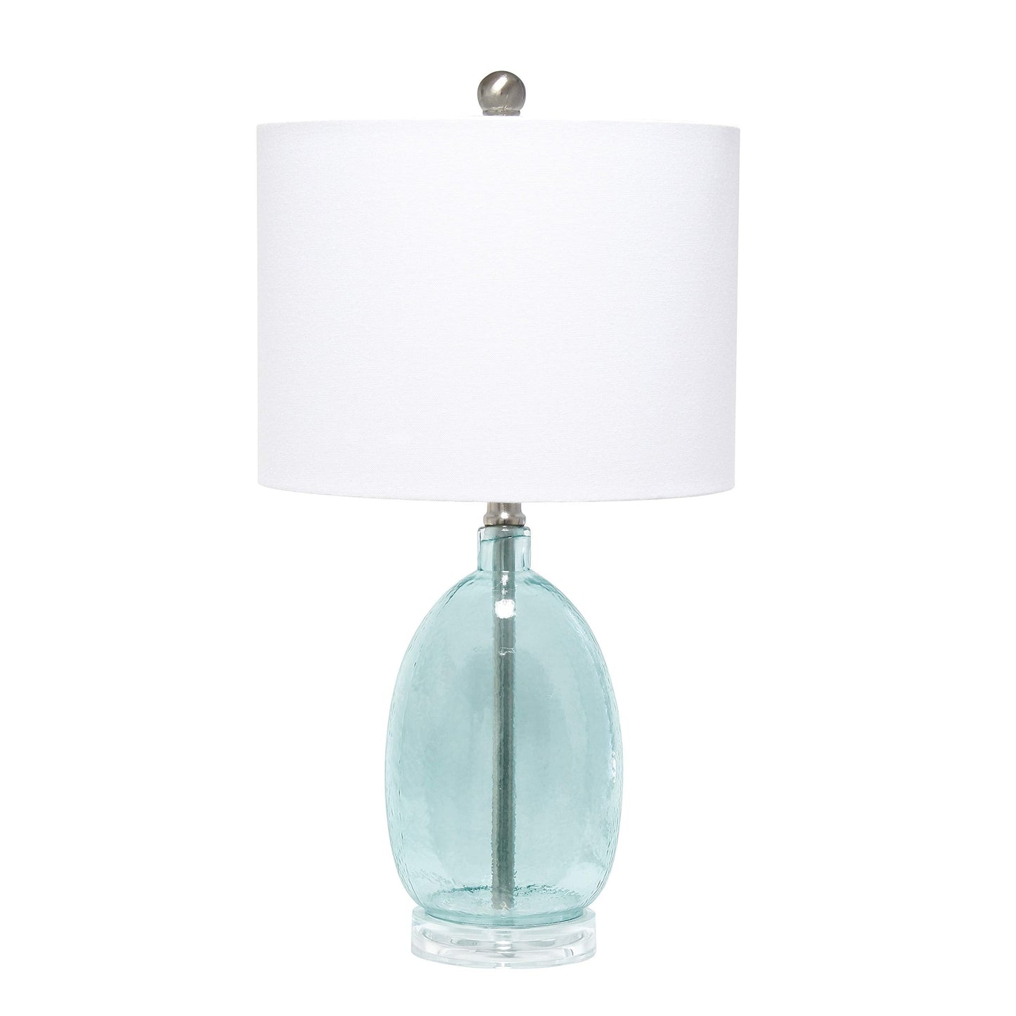 Elegant Designs Ellipse Table Lamp, Glass, 12inL x 12inW x 22inH, Clear Blue, Model LT3307-CBL