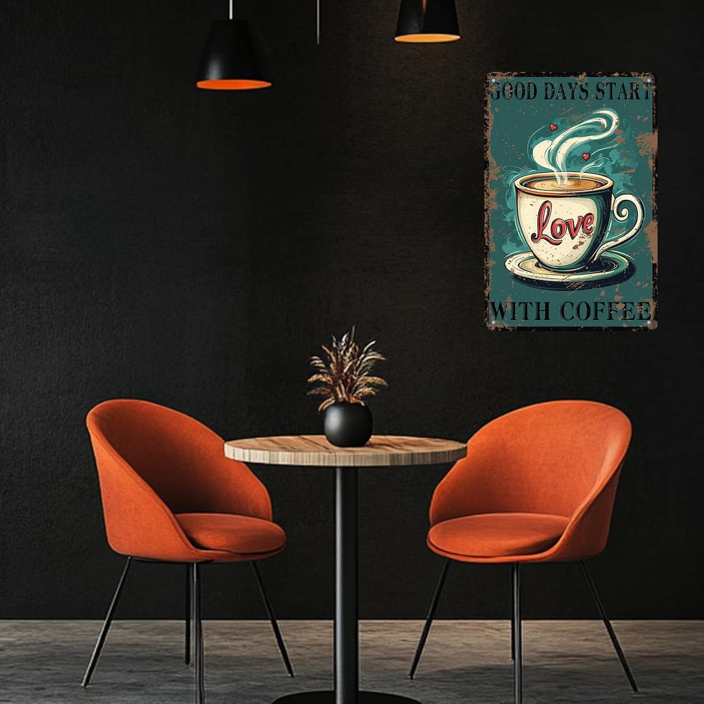 Funny Coffee Metal Tin Signs Good Days Start With Coffee Vintage Wall Decoration Poster For Home Kitchen 12x8 Inch