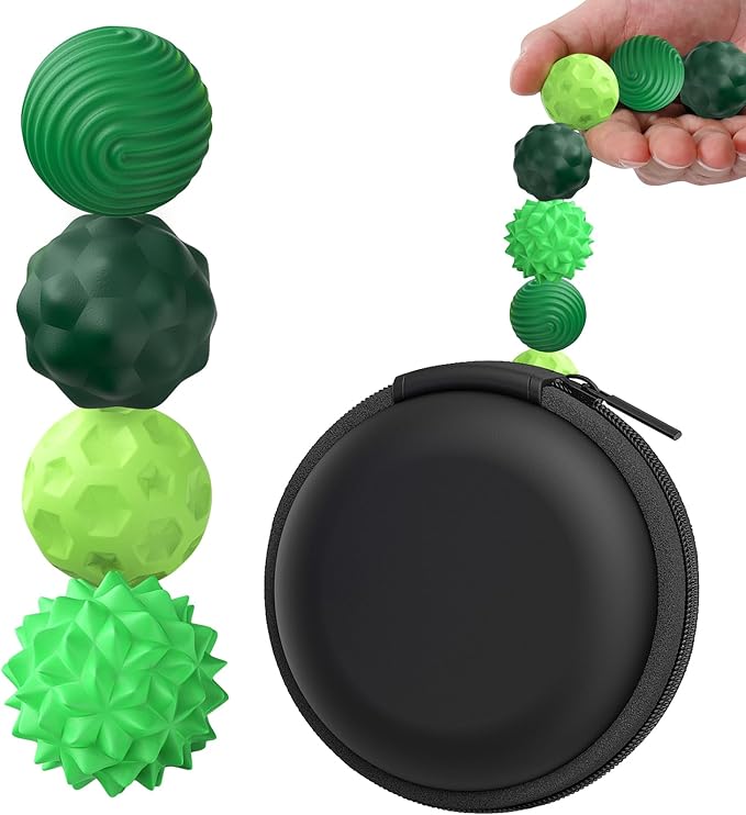 BUSOHA Silicone Fidget Balls - 4 Pack Silicone Stress Relief Balls Stone for Adults Sensory Travel Toys for Calming,Stres...