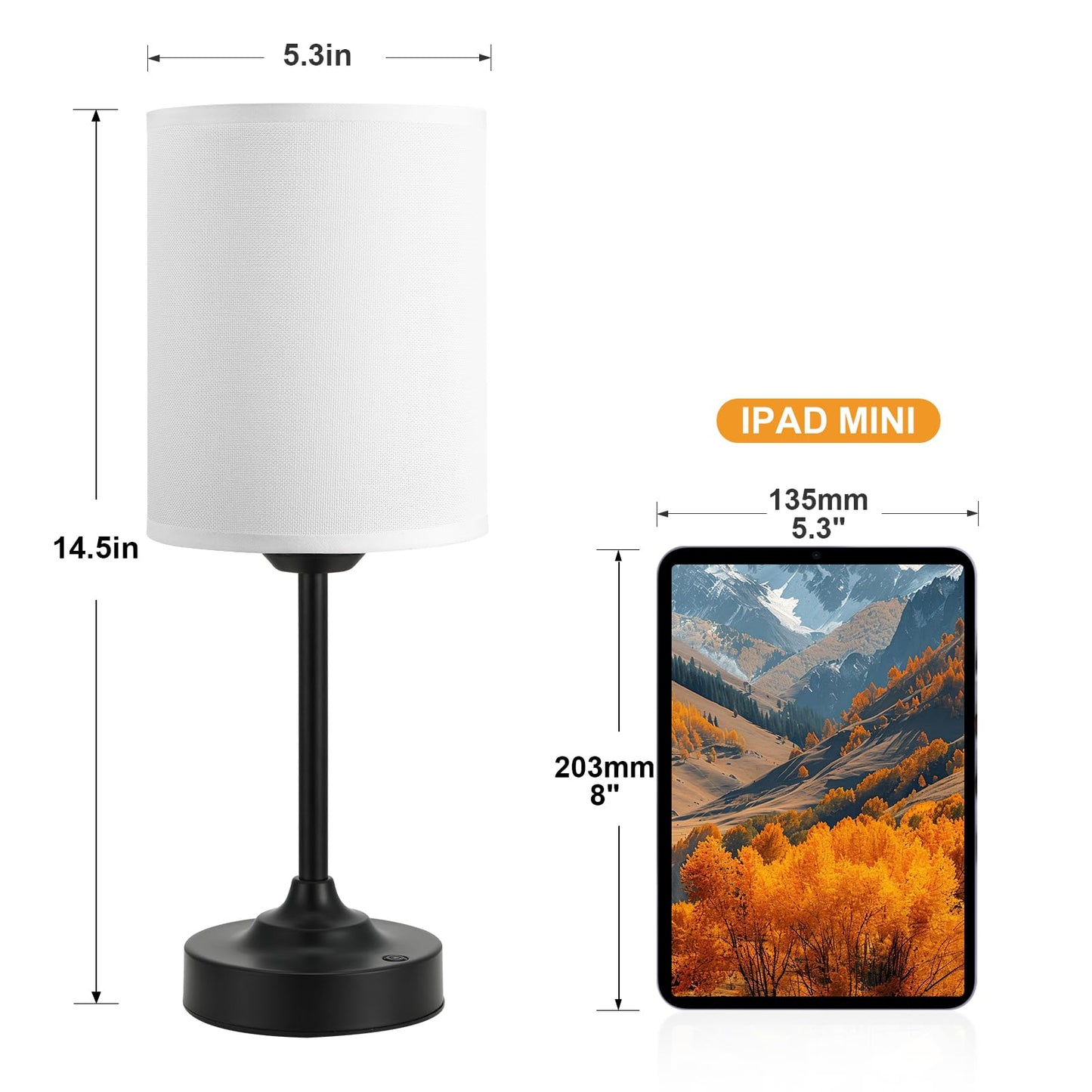 Touch Control Cordlss Table Lamp  Usb-C Rechargeable Lamp With Stepless Dimming  4000Mah Battery Operated Bedside Lamp For Bedroom  Living Room  Night Light & Emergency Lighting  Black  1 Pack