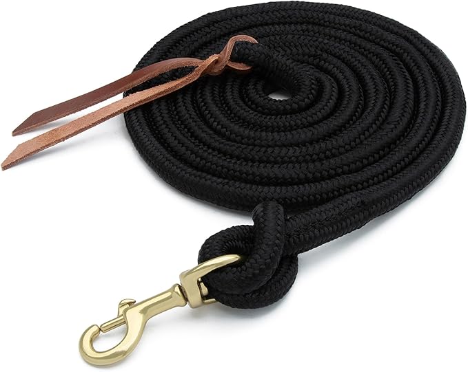 Weaver Equine Performance Lead Rope, Black, 10' Horse Cowboy Rope with Brass Plated Snap, Soft Comfort Grip, Barn Horse Ta...
