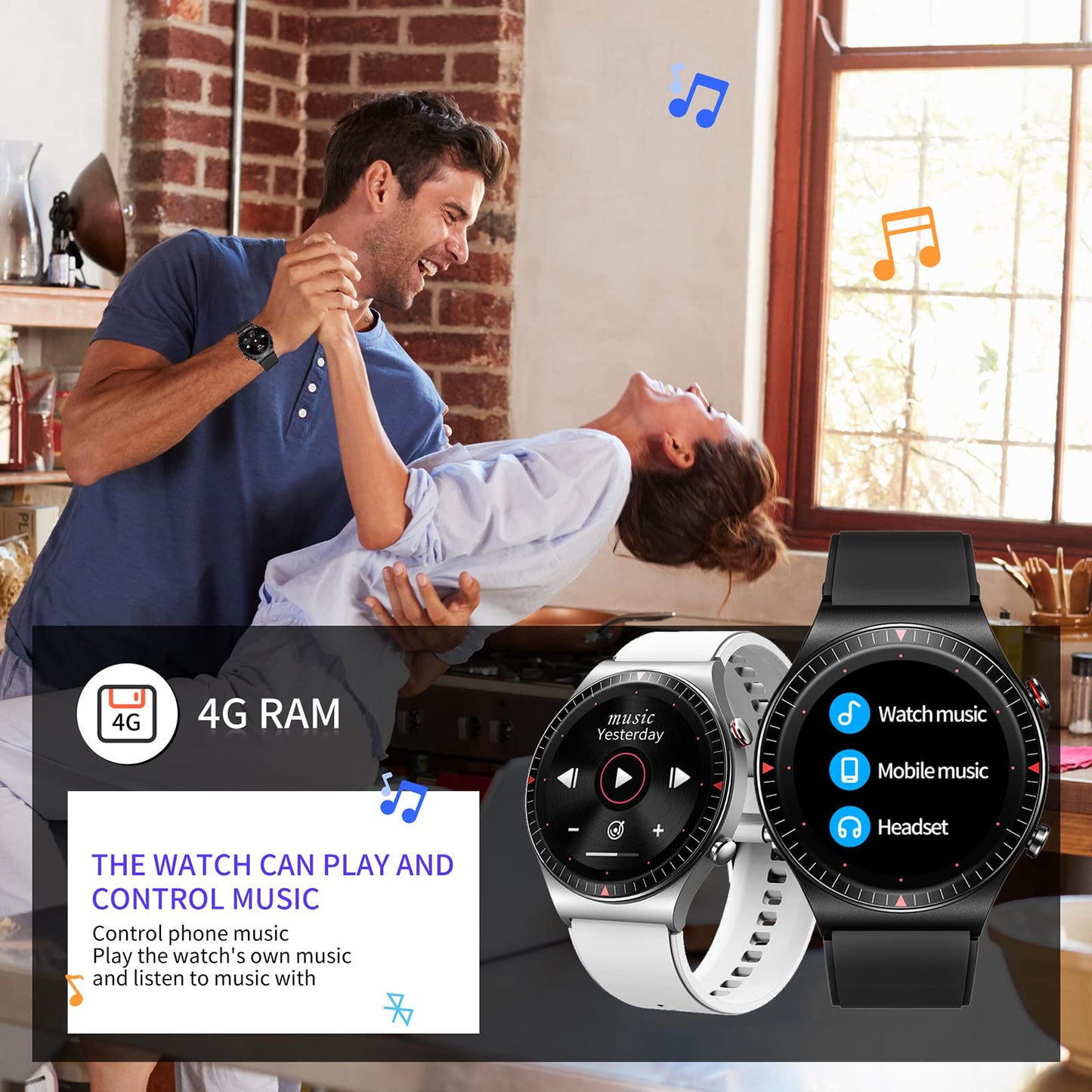 Cattle Herder Smart Watch, Bluetooth Call Fitness Watch Full Touch Screen Activity Tracker Waterproof Music Fitness Tracker For