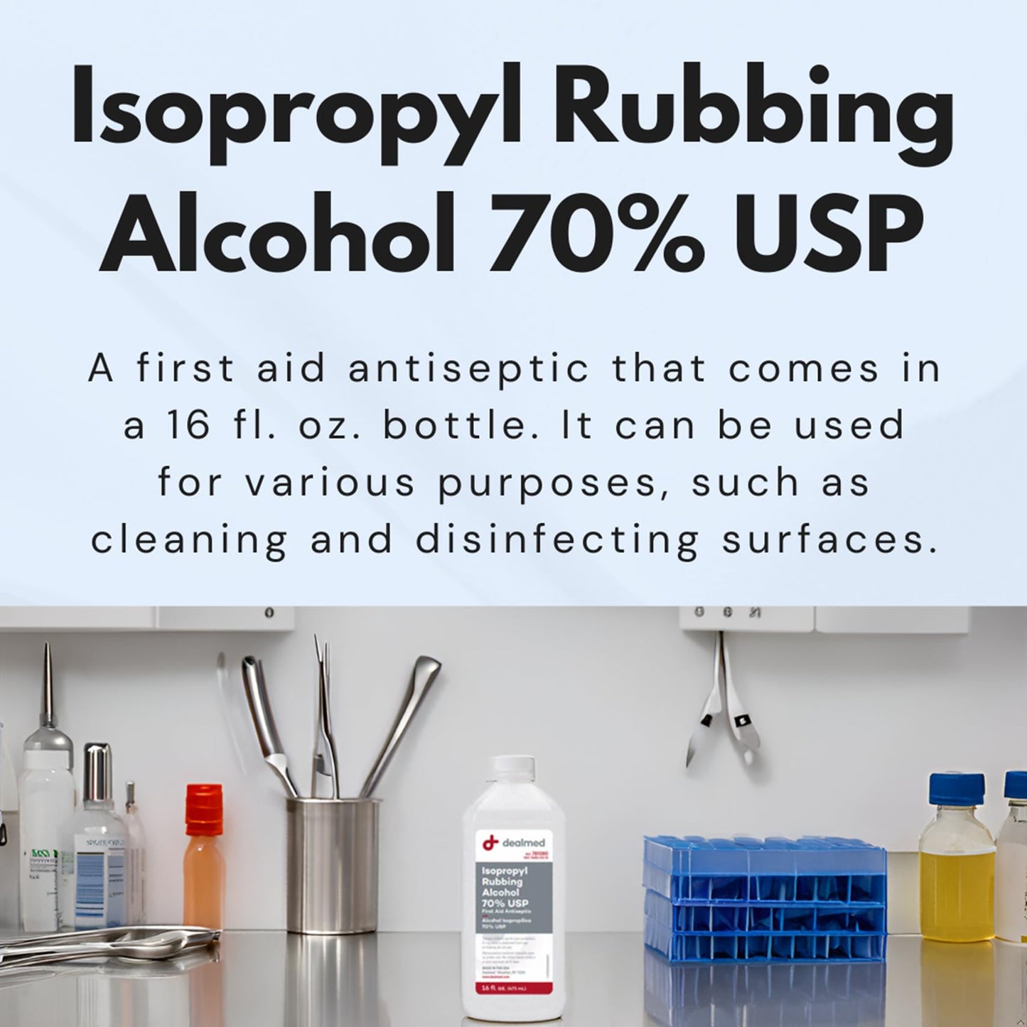 Dealmed Isopropyl Rubbing Alcohol 70% USP, First Aid Antiseptic, 16 fl. oz, (1 Pack)