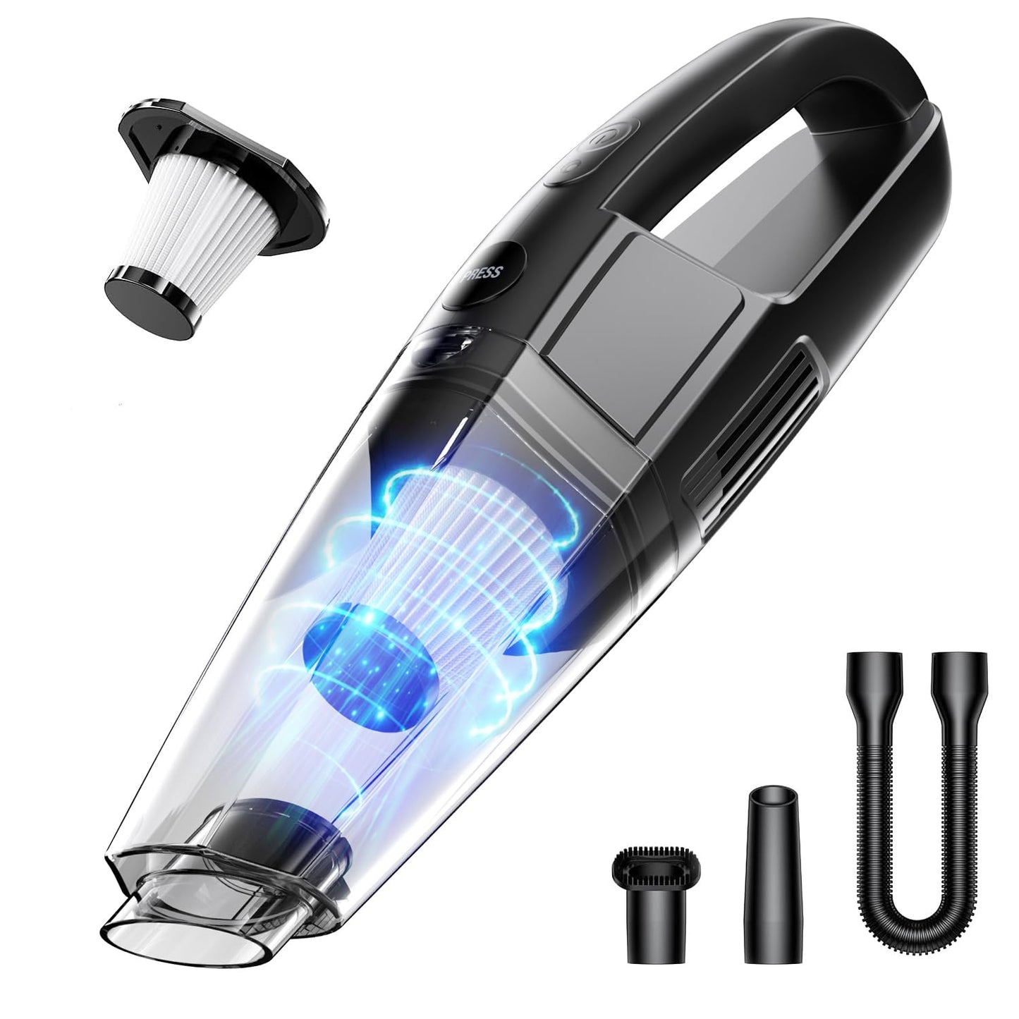 Bsrco Handheld Vacuum Cordless Rechargeable 8000Pa, Car Vacuum Portable Cordless, Hand Vacuum Rechargeable, 3 In 1, Lightweight,