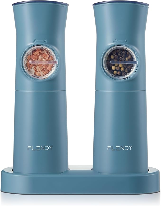 Gravity Electric Salt and Pepper Grinder Set Rechargeable, Automatic Salt and Pepper Grinder Set with USB C Charging Base, Gravity Salt and Pepper Shakers Set Electric