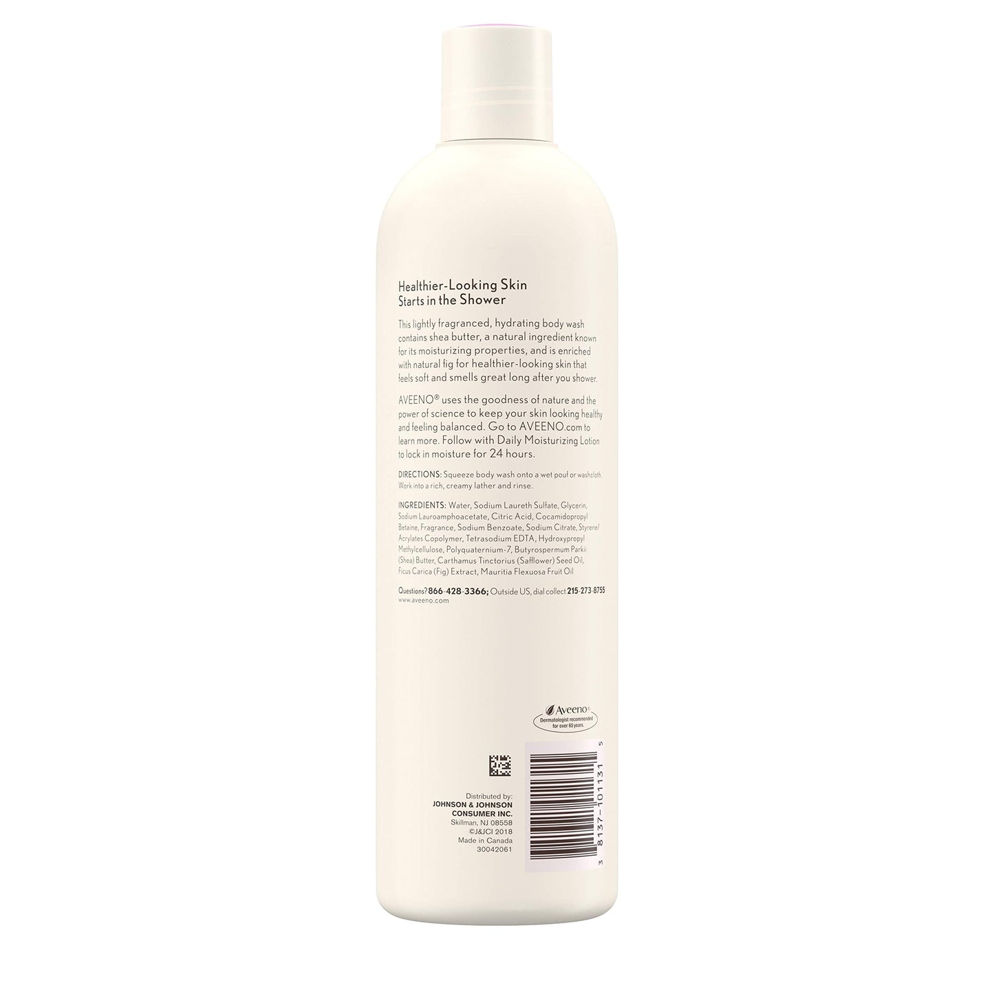 Aveeno Positively Nourishing Hydrating Body Wash for Dry Skin with Natural Fig & Shea Butter, Lightly Scented Daily Moisturizing