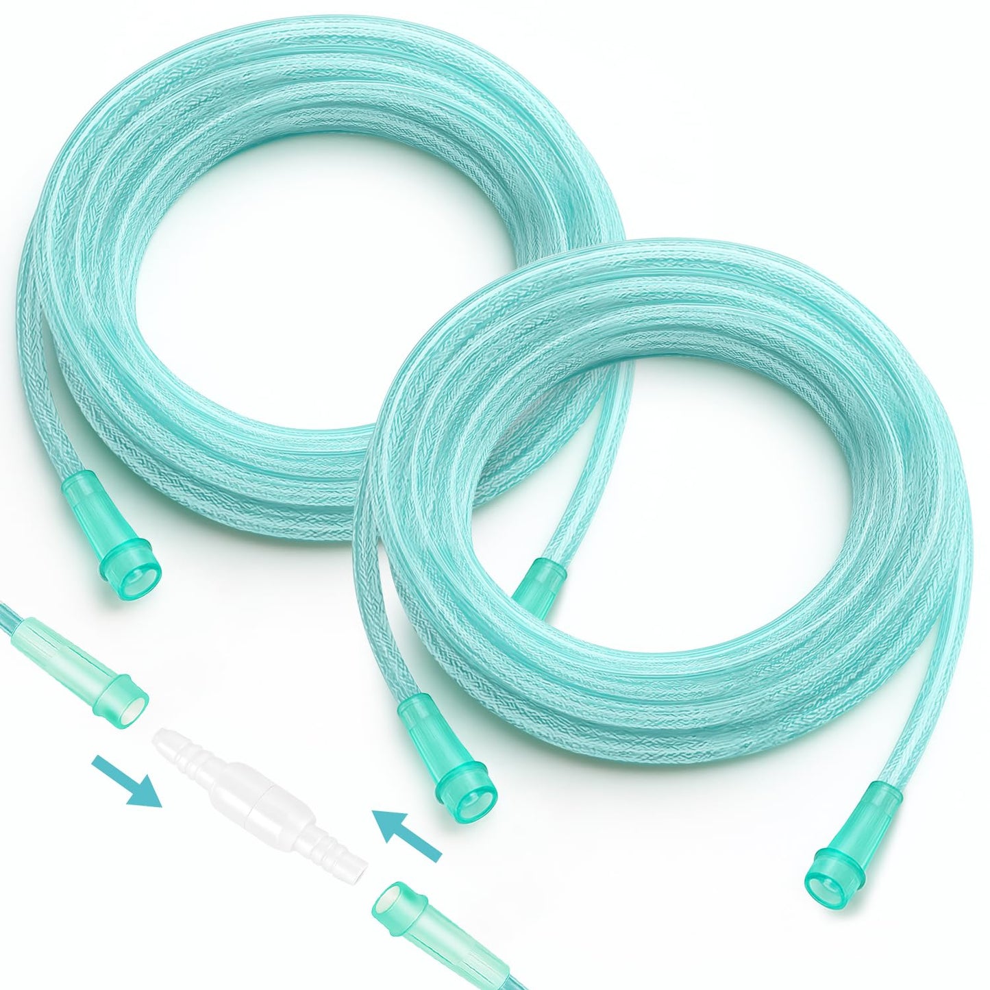 Oxygen Tubing 50 Ft Non Kinking High Flow — Medical Grade Universal Oxygen Hoses for Home Use, Compatible w/Standard Oxygen Therapy Devices and Connectors, O2 Tubing for Oxygen Concentrator (2 Pack)