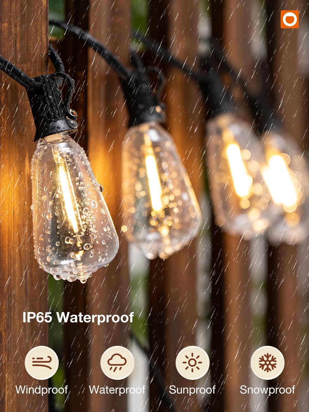addlon 96FT Smart Outdoor String Lights, Dimmable LED Edison Bulbs, Warm White, APP Control, Music Sync, Model A09JW032901002