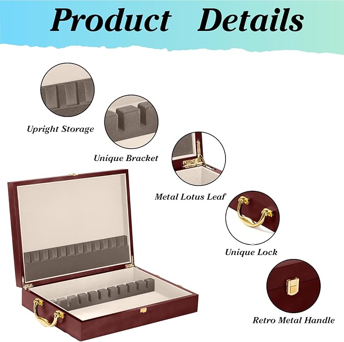 Wooden Silverware Chest without Silverware, Flatware Storage Box with Felt Lined, Silverware Organizer with Lid, Silverware Case for 12 Sets of Utensils, Brown