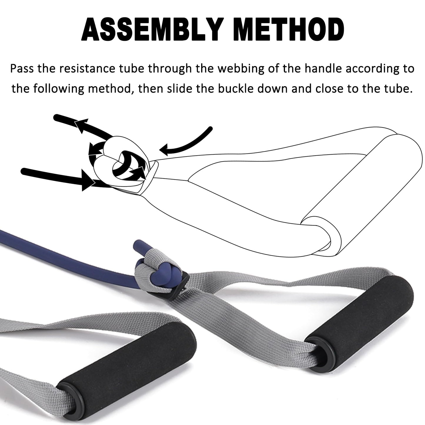 Exercise Bands Set with Handles - Latex Free Resistance Bands for Stretching, Workout, Rehab, Yoga, Pilates, Gym, Home Exercise