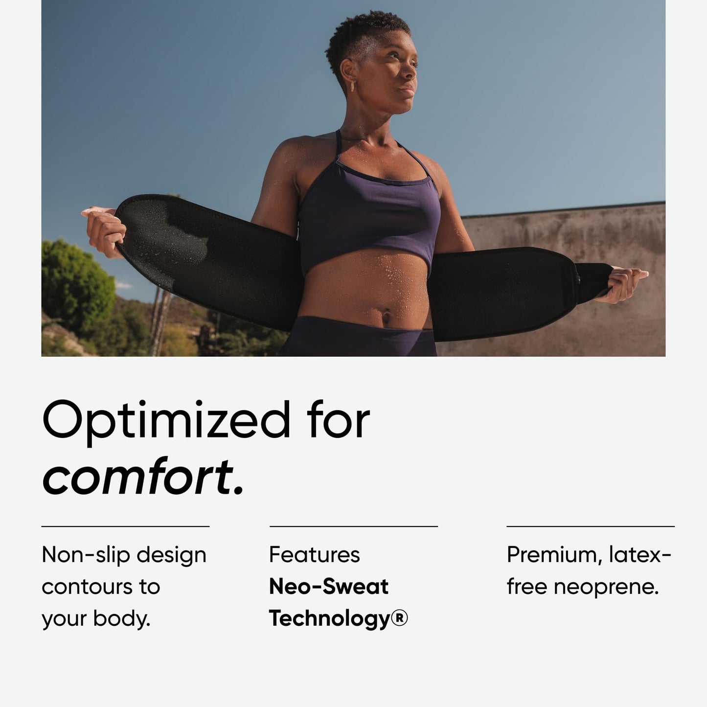 Sports Research Sweet Sweat Waist Trimmer (Core Series) - Premium Sweat Enhancing Fitness Band for Women & Men - Adjustable Fit · Latex-Free Neoprene - Matte Black, Medium