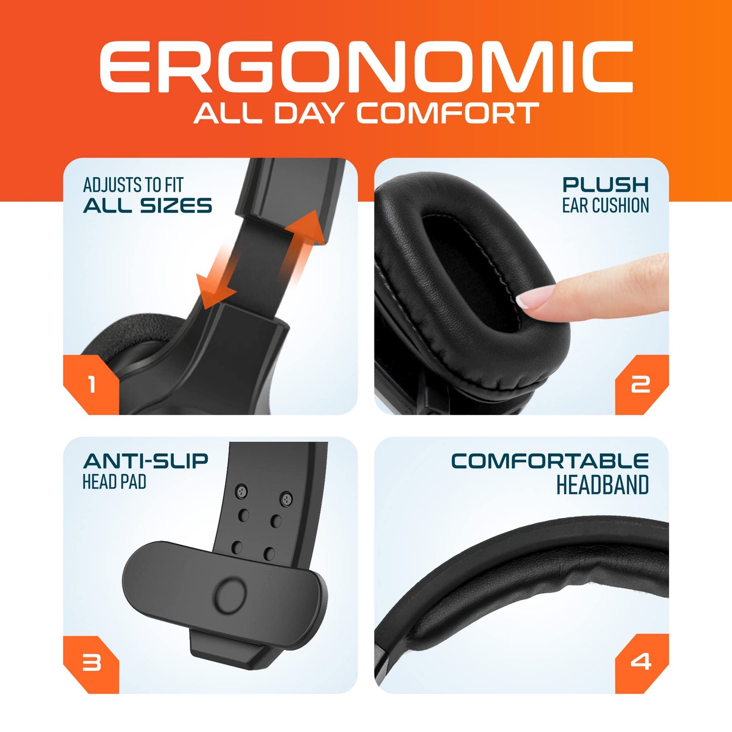 Delton Wireless Computer Headset, Trucker Bluetooth Headset With Noise Canceling Microphone, 35Hrs Talk Time, Wireless Headset F