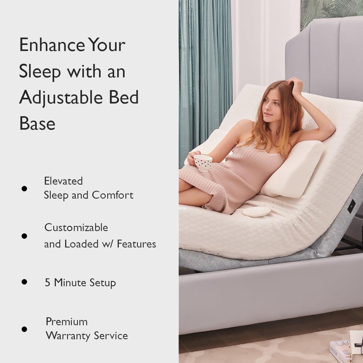 Irvine Home Collection Twin XL Adjustable Bed Base | Dual Massage | USB Ports | Zero Gravity | Anti-Snore | Memory Positions | Under Bed Lighting | Wireless Remote | Zero Clearance
