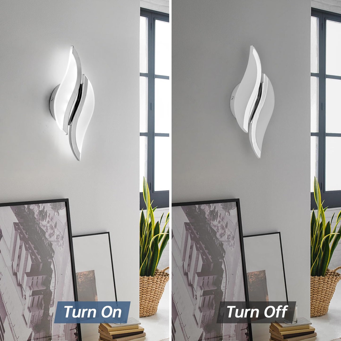 Caneoe Modern Led Wall Sconce 6000K Cold White Chrome Indoor Wall Light Fixtures Acrylic Wall Sconce Lighting For Living Room Bedroom Bedside Bathroom Hallway Stairway Wall Lamp