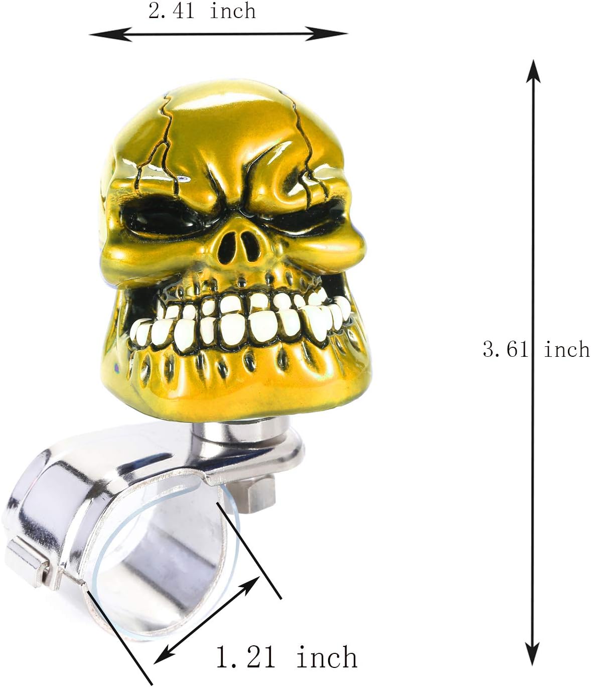 Skull Steering Wheel Spinner Knob Turning Driving Suicide Power Handle Universal Fit Most Vehicles Cars Trucks Tractors Mowers Forklifts Boat Golf Carts (Yellow)