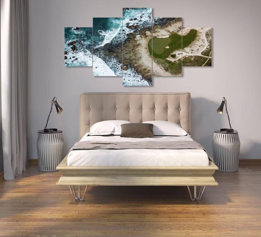 Pebble Beach Golf Course Wall Art for Living Room Bedroom Bathroom Home Decorations USA California Coast Pebble Beach Posters Framed Artwork Canvas Prints Ready to Hang(50''W x 24''H)