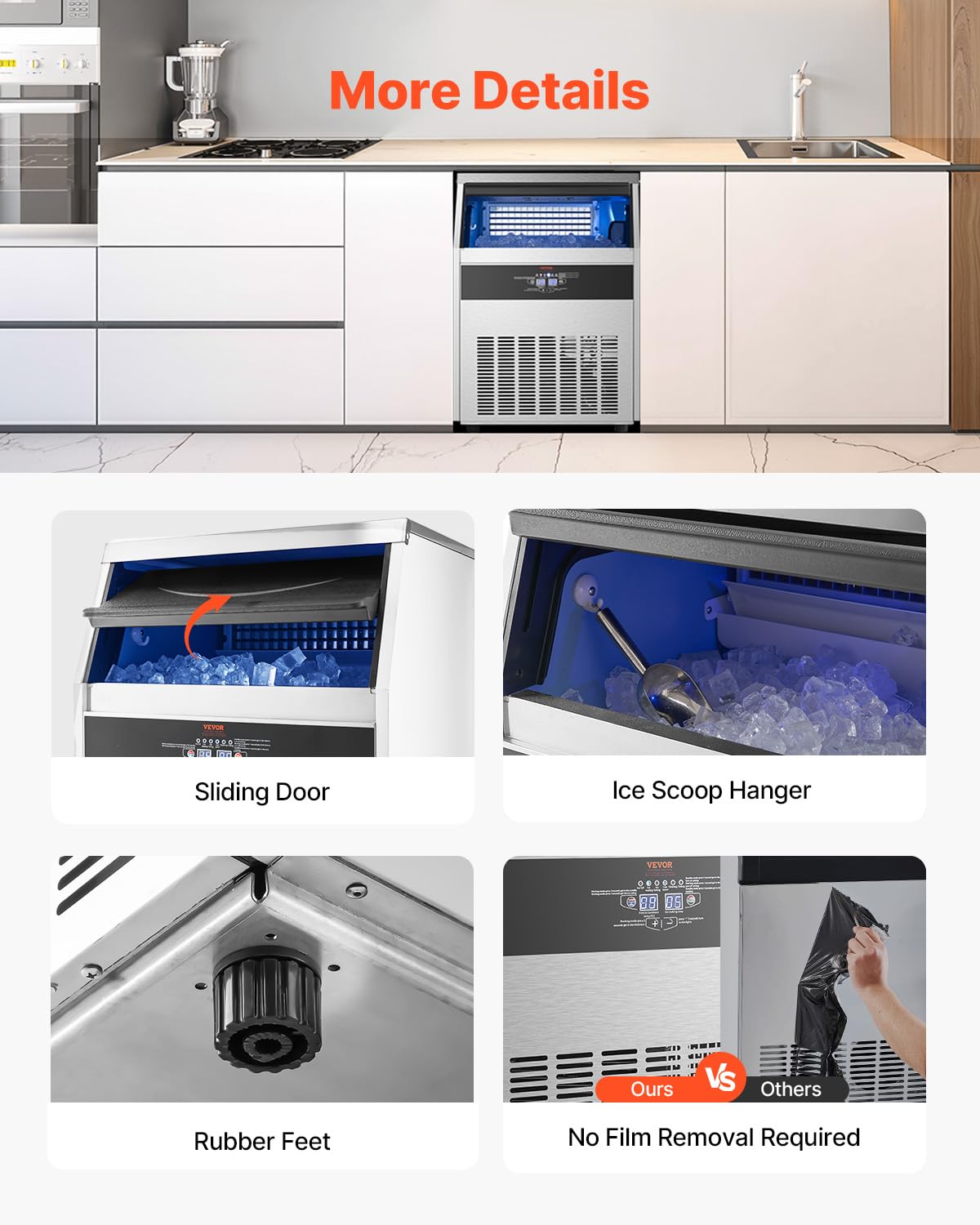 VEVOR Freestanding Ice Maker Machine for Bar Office Restaurant (265lbs/24H)