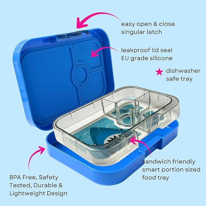 Yumbox Panino Leakproof Bento Lunch Box Container for Kids & Adults (Surf Blue Shark)