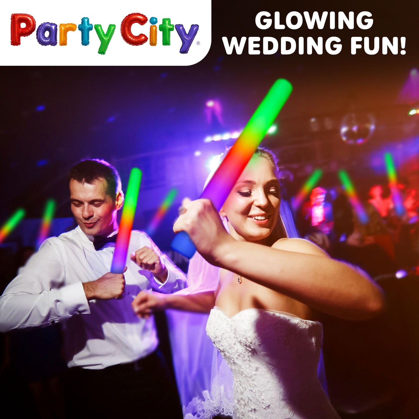 Party City 36Pk Led Foam Glow Sticks 14 - Glow In The Dark Party Supplies Favors  Colorful Flashing Wand With 3 Modes  Foam Light Up Sticks Bulk Party Pack For Wedding  Birthday  Concert  Halloween