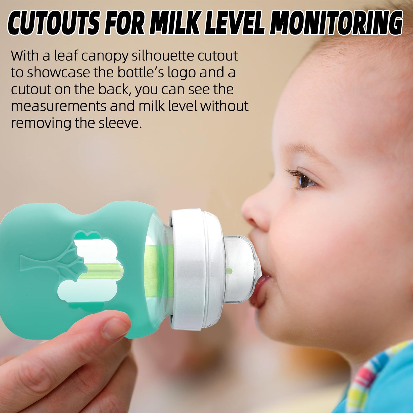 LuQiBabe (2-Pack, 5 oz) Silicone Baby Bottle Sleeves Compatible with Dr. Brown's Natural Glass Bottles Dishwasher-Safe Anti-Colic Baby Bottle Covers for Dr. Brown Wide-Neck Glass Bottles