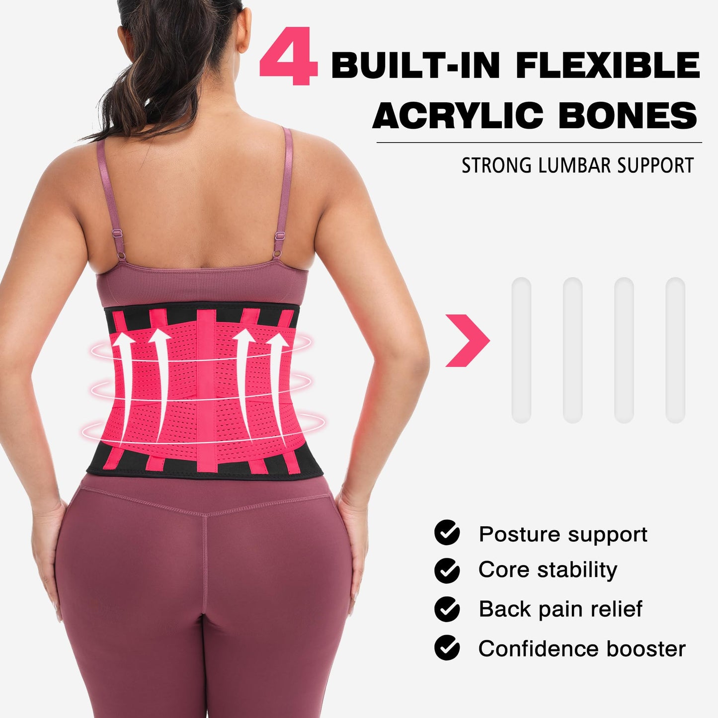 VENUZOR Waist Trainer Belt for Women - Waist Cincher Trimmer - Slimming Body Shaper Belt - Sport Girdle Belt (UP Graded)(Hot Pink,X-Large)