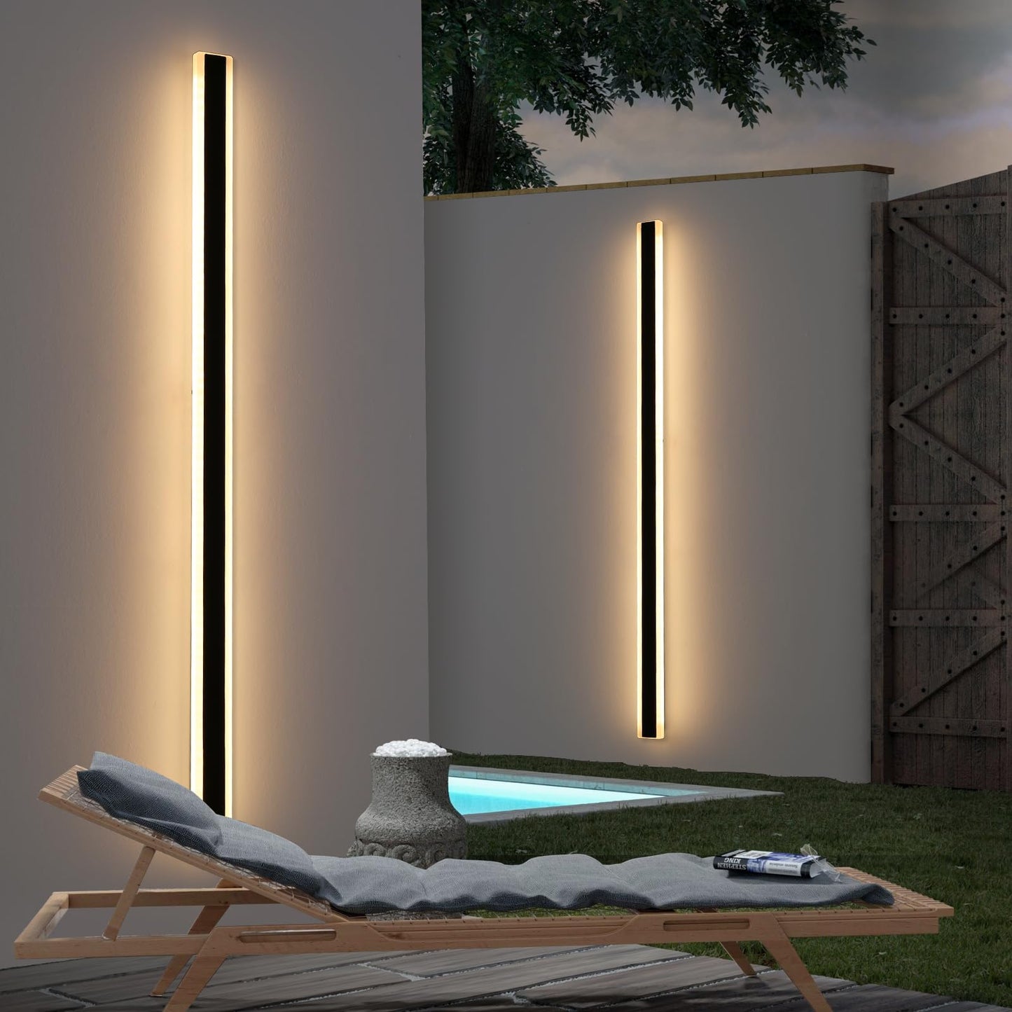 Mikeru 2Pack 71Inch Long Led Wall Light Fixtures  3000K Modern Outdoor Lights Exterior For House Ip65 Waterproof Rust Outdoor Light Fixtures Hardwire Wall Mount Exterior Lighting For Shop Garage