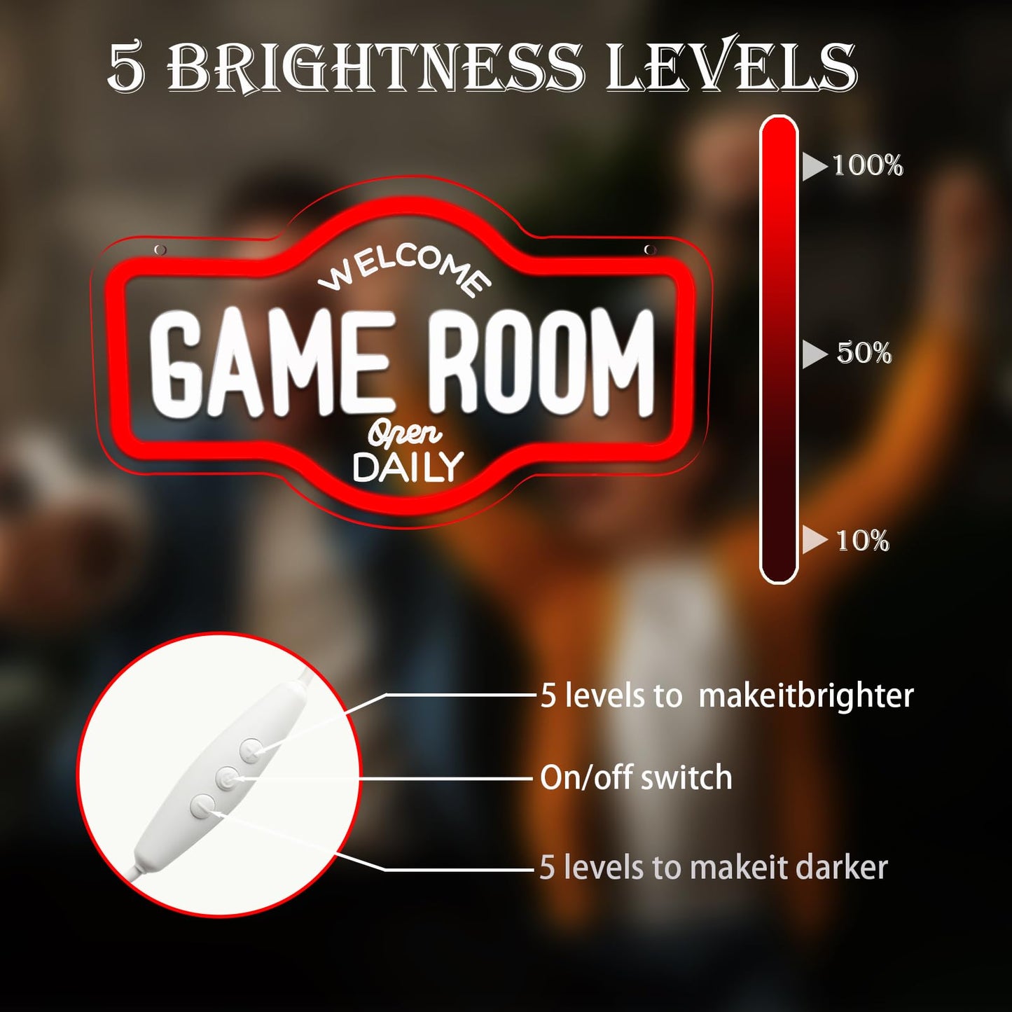 Wittyrhe Game Room Neon Sign  Welcome Game Room Open Daily Neon Lights Wall Decor For Internet Cafe  Gaming Room  Man Cave  Bedroom Gift Art For Boys Girls-16.93 X 9.92 In-Usb Powered-Acrylic