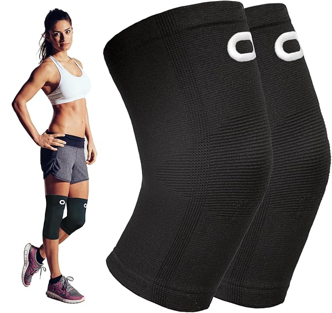 Crucial Compression Knee Sleeve (1 Pair) - Best Knee Braces for Knee Pain for Men & Women - Non-Slip Knee Support for Runn...