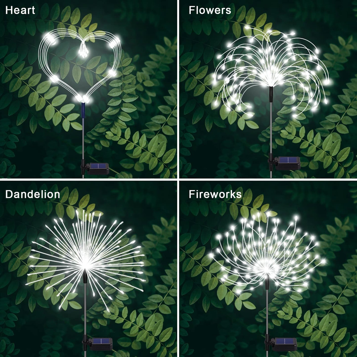 Solar Firework Lights - 4 Pack 120 Led Decorative Starburst Lights  12 Hrs Working Time  For Garden Pathway  Courtyards  Wedding & Christmas Decor (Cool White)