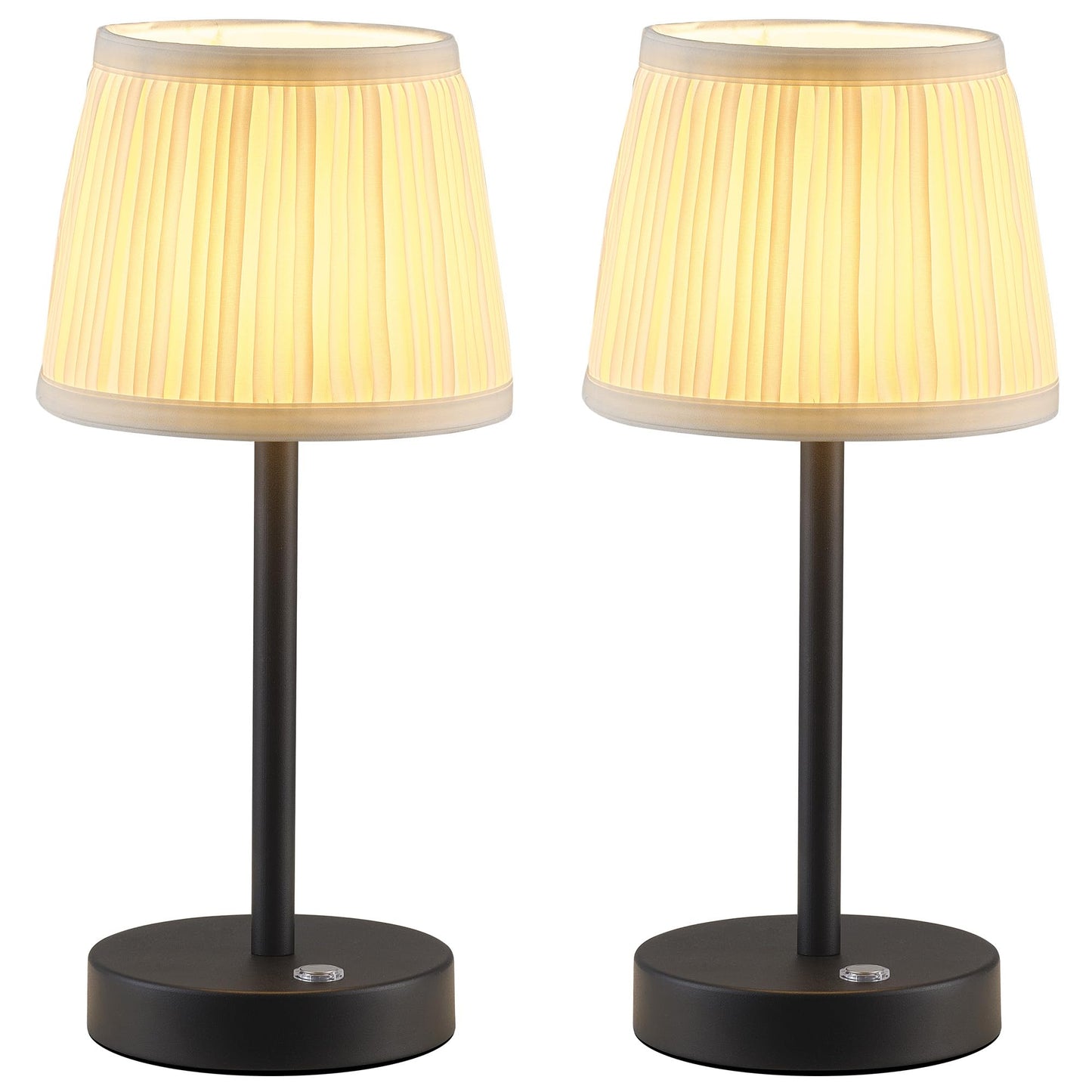 Pusu 2 Pack Cordless Led Black Table Lamps  Rechargeable 4000Mah 3 Way Dimmable Bedside Small Lamp With Fabric Shade  Lighting For Bedroom  Kids Room  Bathroom  Kitchen  Decor  Gift  Night Light