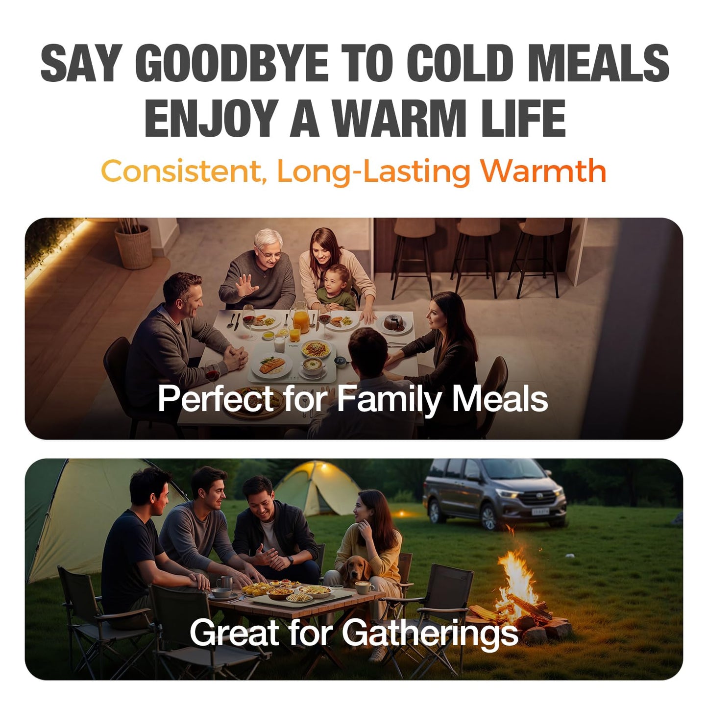 Portable & Rollable Warming Mat for Food, Graphene Electric Warming Tray to Keep Food Warm, 1°F Precision Heat & 5-Min Timer, Dishwasher-Friendly Food Warmer for Parties, Buffet, Camping, Pale Yellow