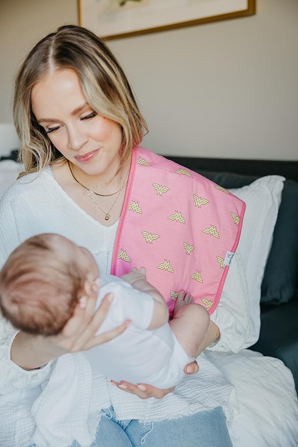 Copper Pearl Premium Baby Burp Cloths - 3-Pack Large Cotton Burp Cloths, Extra Soft Spit Up Rags with 3 Absorbent Layers, Perfect for Baby Girl Gifts (21" x 10" Size, Wonder Woman Set)