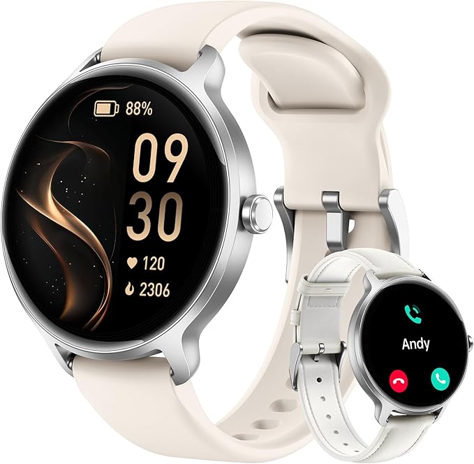 Smart Watch for Women, 1.27" AMOLED Screen Smartwatch with Answer/Make Call for iPhone/Android/Samsung, Fitness Tracker wi...