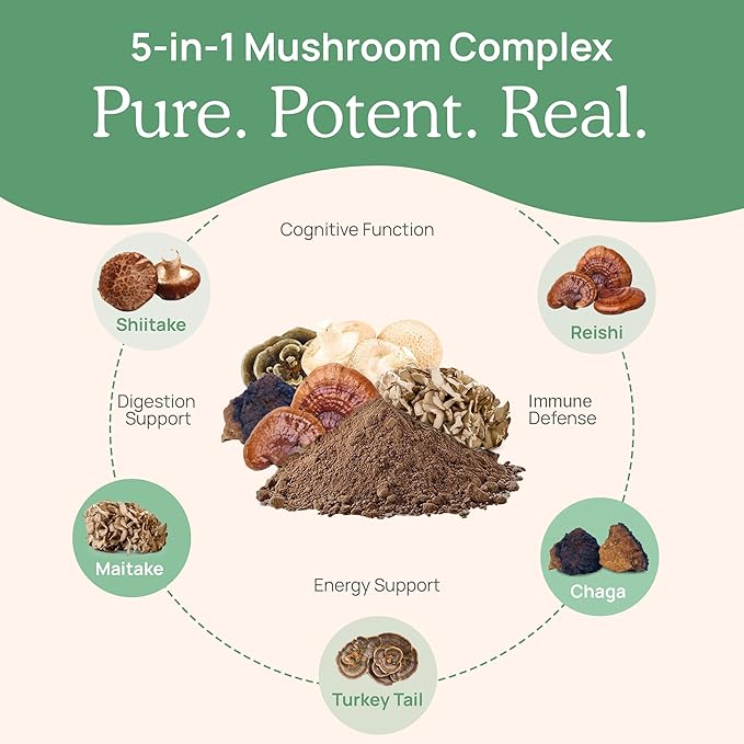 Real Mushrooms Vitamin D2, Zinc (120ct) and 5 Defenders (200ct) Bundle - with Turkey Tail, Shiitake, Reishi, Chaga, Maitake - Natural Immune Strength Supplement - Vegan, Gluten Free, Non-GMO